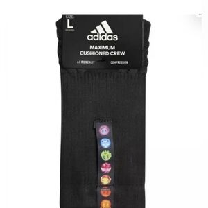 Adidas Maximum Cushioned Crew Socks Size Large NEW orig $18 black emoji mood
